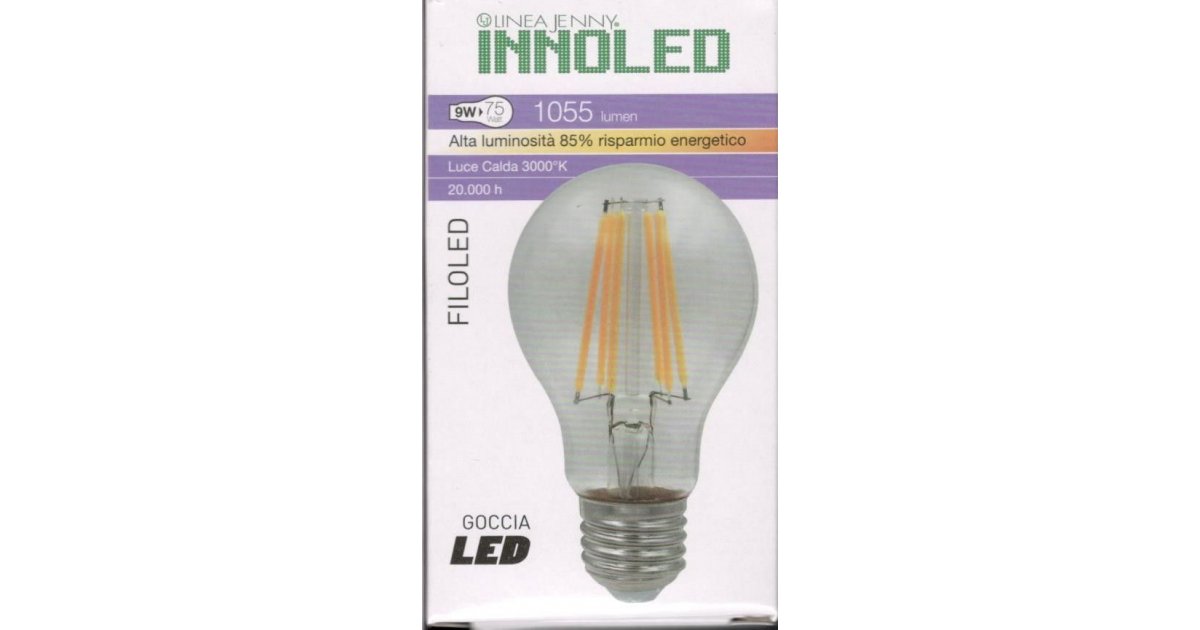 Lampadina Innoled Linea Jenny Goccia Filoled E27 Luce Calda