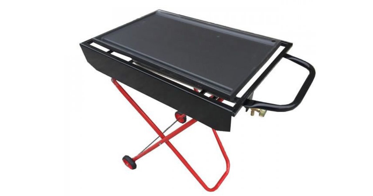 Barbecue a gas cm 60x38 pieghevole con ruote con piastra in ghisa  scolagrasso, Casalinghi Barbecue