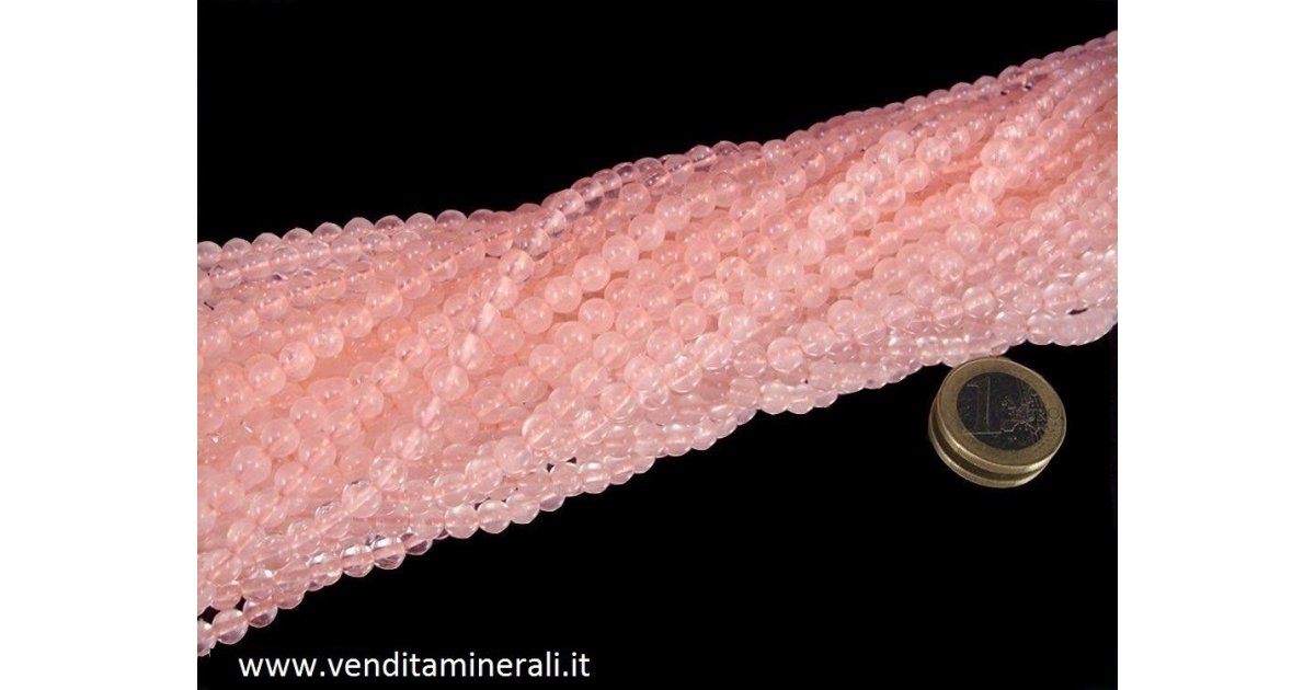 France Minéraux Collana Quarzo Rosa 48cm - Pietre Sfere 8mm - Chiusura Oro  : : Moda