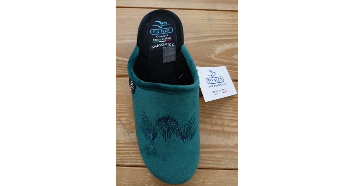 Fly Flot | Classic Woman, Pantofole Donna con Strass, Ciabatta con Tomaia in Morbida Microfibra, Sottopiede imbottito in Pelle Antishock, Blu, 35