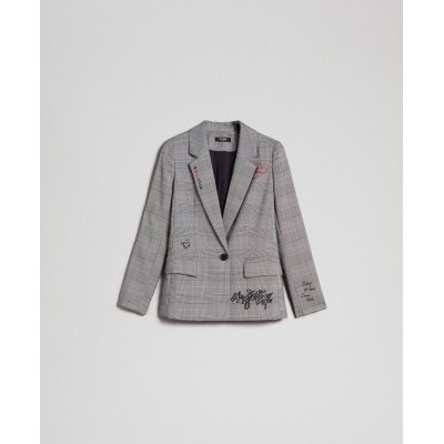 MYTWIN GIACCA BLAZER IN PRINCIPE DI GALLES CON RICAMI