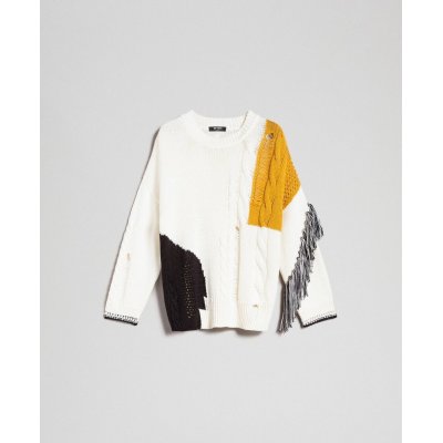 MYTWIN MAGLIA CON TRECCE E FRANGE