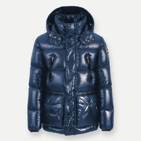 COLMAR PUMINO LUCIDO BLU SCURO CON CAPPUCCIO STACCABILE