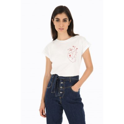 DIXIE T-SHIRT GIROCOLLO CON CUORE STAMPATO
