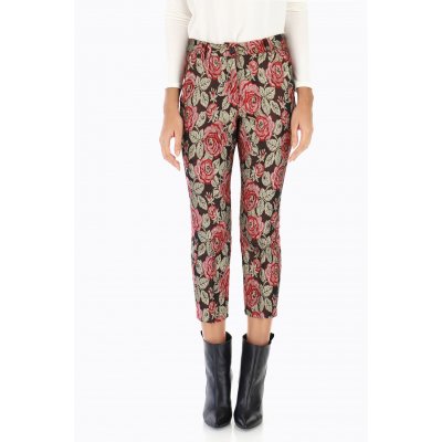DIXIE PANTALONI CHINO RICAMATI A ROSE