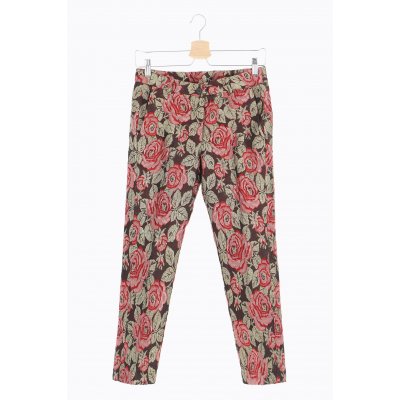 DIXIE PANTALONI CHINO RICAMATI A ROSE