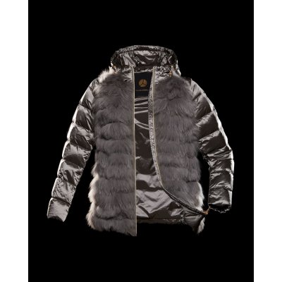 SHIBUYA PIUMINO SILVER CON MANICHE STACCABILI E PELLICCIA DI VOLPE