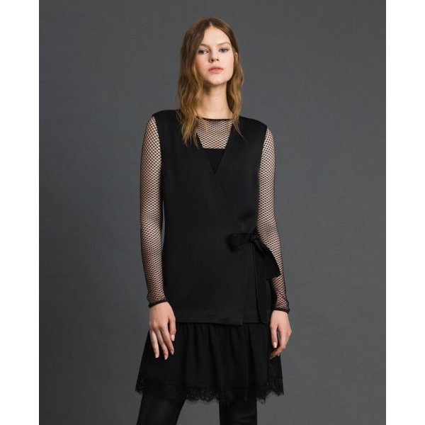 MYTWIN ABITO CON FIOCCO E BALZA IN PIZZO