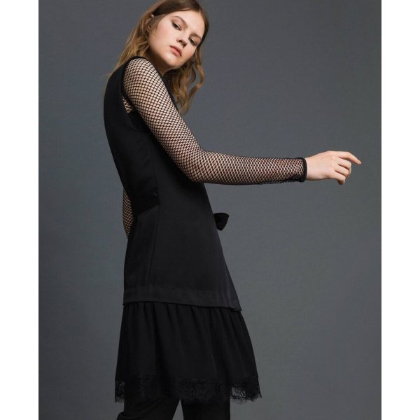 MYTWIN ABITO CON FIOCCO E BALZA IN PIZZO