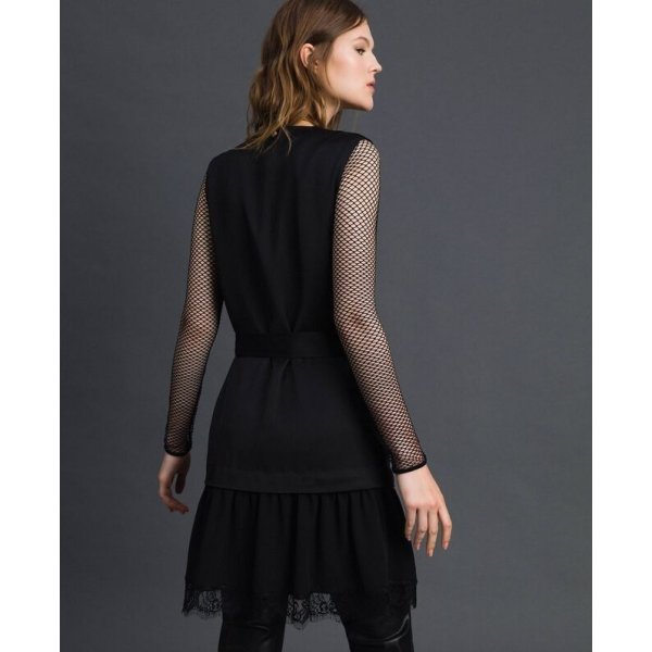 MYTWIN ABITO CON FIOCCO E BALZA IN PIZZO