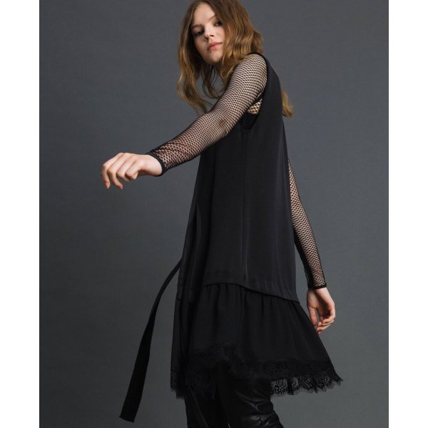 MYTWIN ABITO CON FIOCCO E BALZA IN PIZZO