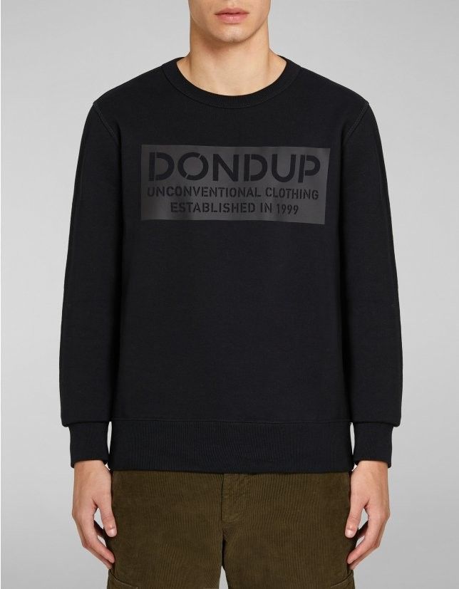 DONDUP FELPA IN COTONE DARK BLUE CON STAMPA