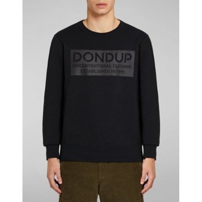 DONDUP FELPA IN COTONE DARK BLUE CON STAMPA