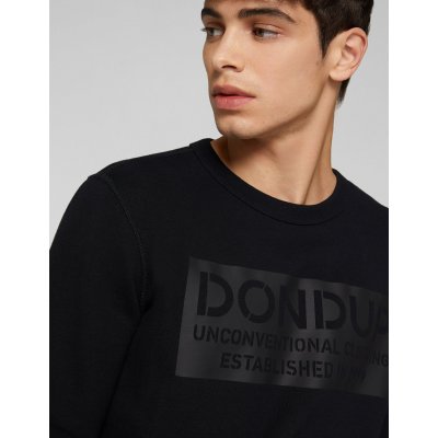 DONDUP FELPA IN COTONE DARK BLUE CON STAMPA
