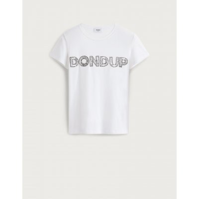 DONDUP T SHIRT BIANCA IN COTONE CON RICAMO GIOIELLO