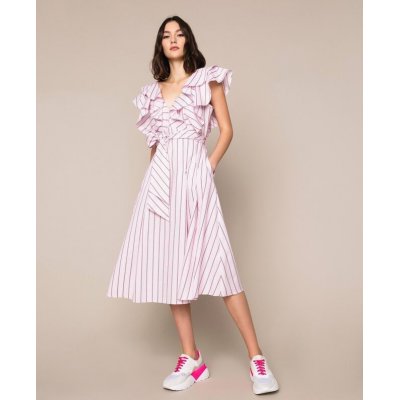 LE COEUR ABITO LONGUETTE IN POPELINE A RIGHE ROSA CANDY