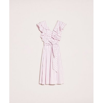 LE COEUR ABITO LONGUETTE IN POPELINE A RIGHE ROSA CANDY