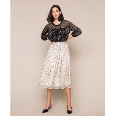 LE COEUR BLUSA IN TULLE CON LOGO RICAMATO