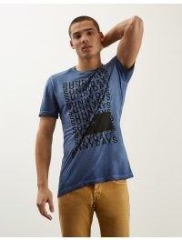 DONDUP T SHIRT LIGHT BLU IN COTONE CON LETTERING