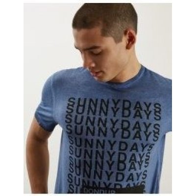 DONDUP T SHIRT LIGHT BLU IN COTONE CON LETTERING