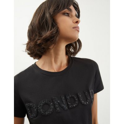 DONDUP T SHIRT NERA RICAMO GIOIELLO