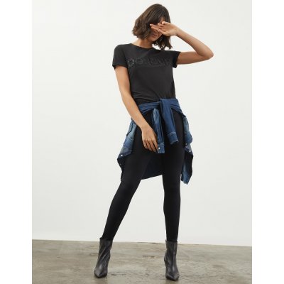 DONDUP T SHIRT NERA RICAMO GIOIELLO