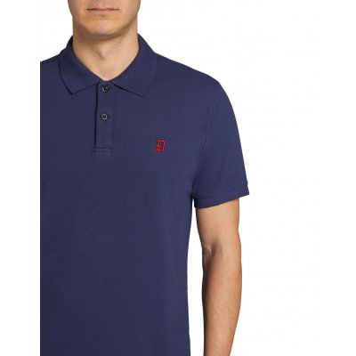 DONDUP POLO BLU CON MACRO LOGO IN RILIEVO