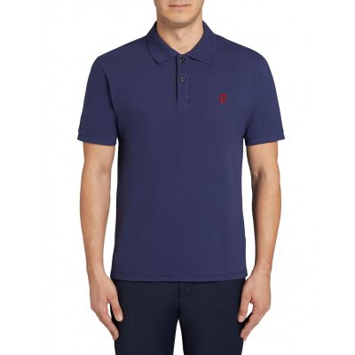DONDUP POLO BLU CON MACRO LOGO IN RILIEVO