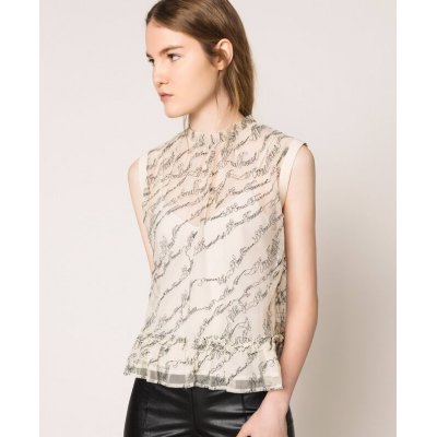 LE COEUR TOP IN TULLE CON LOGO RICAMATO