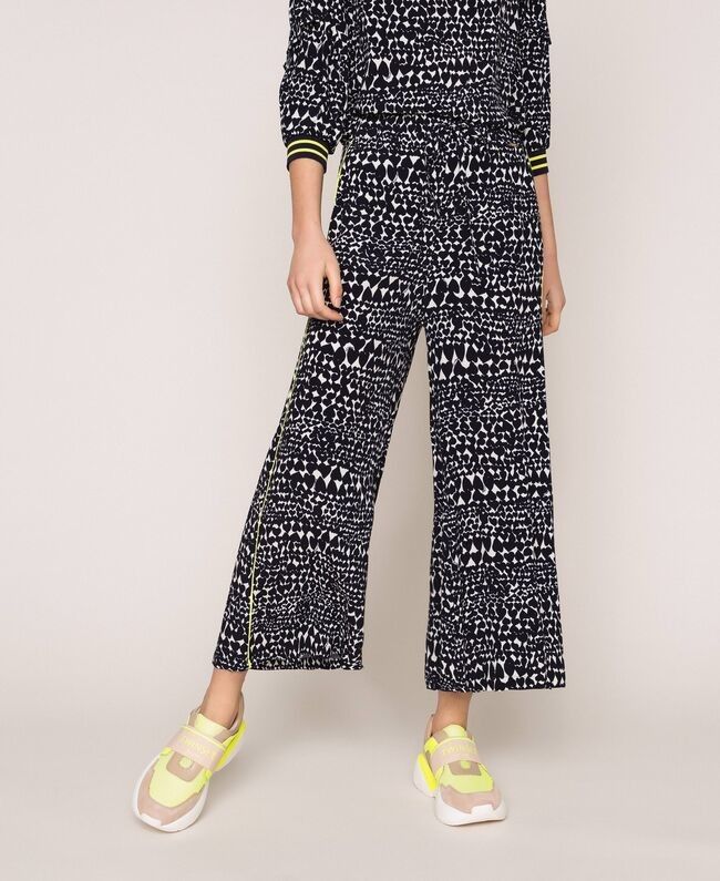 LE COEUR PANTALONI AMPI CON STAMPA A CUORI