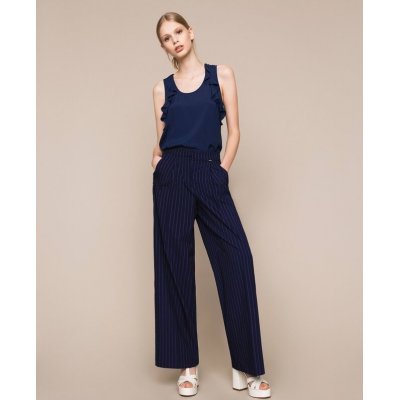 LE COEUR PANTALONI A PALAZZO GESSATI BLU