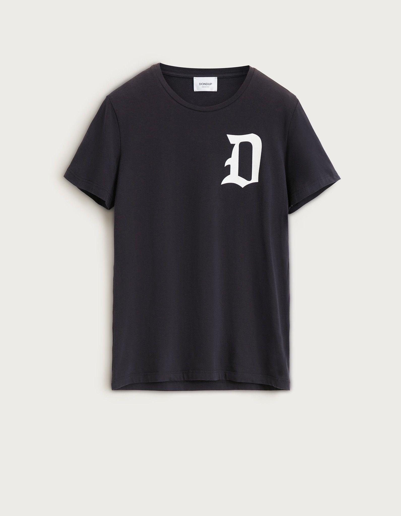 DONDUP T SHIRT NERA IN COTONE CON STAMPA