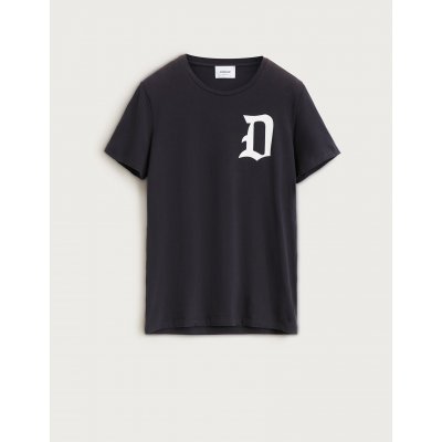 DONDUP T SHIRT NERA IN COTONE CON STAMPA