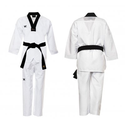 Dobok Ultraleggero per Taekwondo Tusah Easyfit Fighter collo Nero Omologato WT WTF per competizioni ed allenamenti