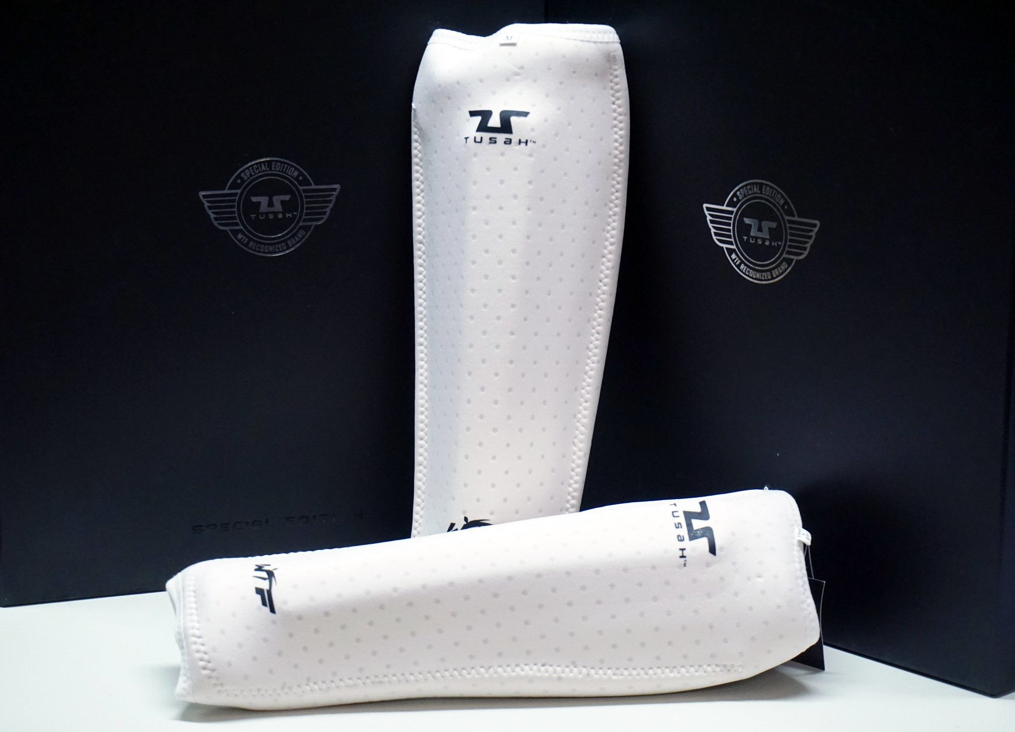 Paratibia per Taekwondo Tusah Premium Fighter Special Edition Omologati WT WTF Protezione Tibia