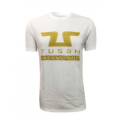 T-Shirt Taekwondo Tusah Gold Bianca 100% Cotone WT WTF