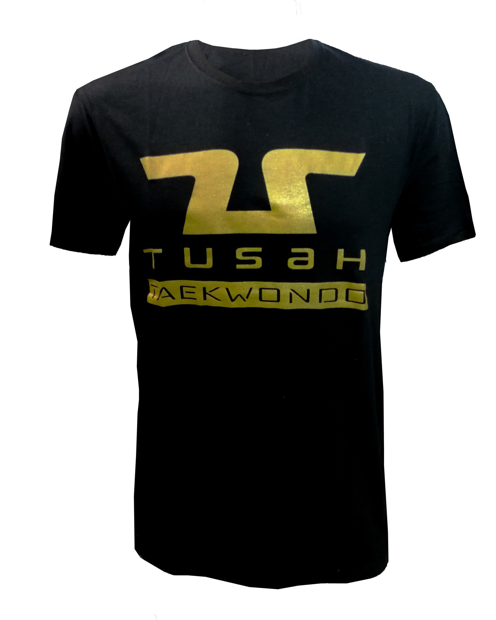 T-Shirt Taekwondo Tusah Gold Nera 100% Cotone WT WTF
