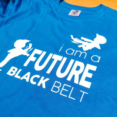T-shirt Taekwondo Karate I am a Future Black Belt azzurra