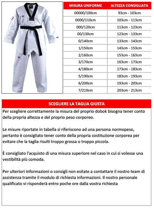 Dobok per Taekwondo Tusah Basic Poom collo Rosso e Nero Omologato WT WTF per competizioni ed allenamenti