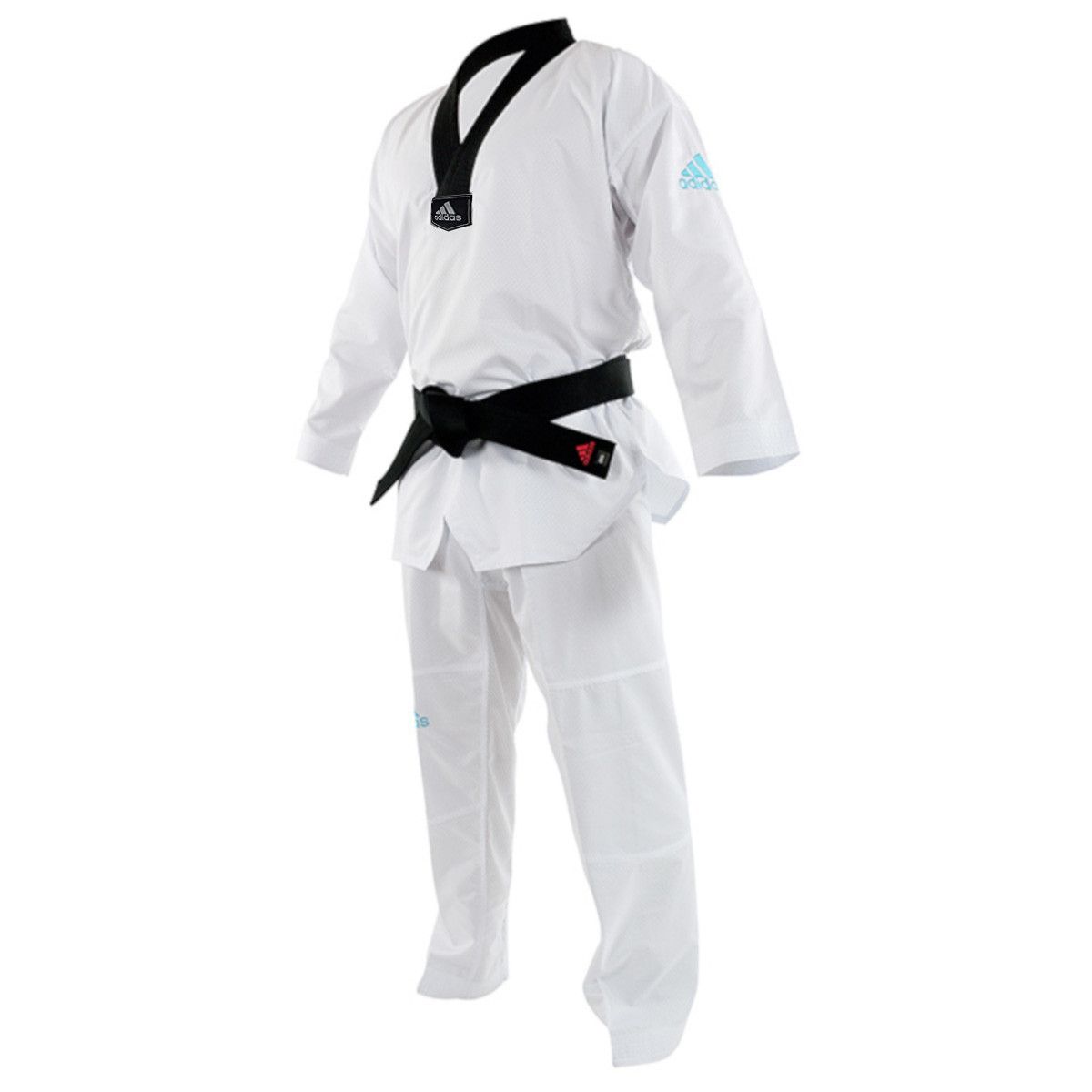 Dobok da Taekwondo Adidas Adi-Contest 3 collo nero logo blu Omologato WT