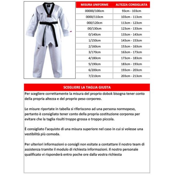 Dobok per Taekwondo Tusah Basic Uniform Omologato WT WTF bambino e adulto per competizioni ed allenamenti