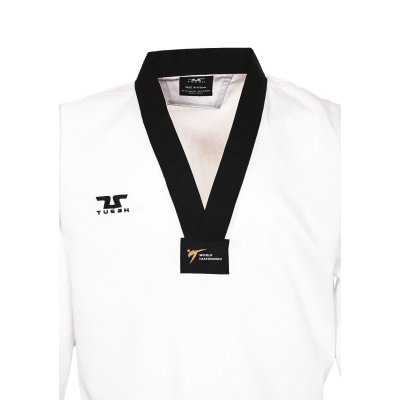 Dobok per Taekwondo Tusah Basic Uniform collo Nero Omologato WT WTF per competizioni ed allenamenti