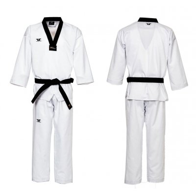 Dobok per Taekwondo Tusah Basic Uniform collo Nero Omologato WT WTF per competizioni ed allenamenti