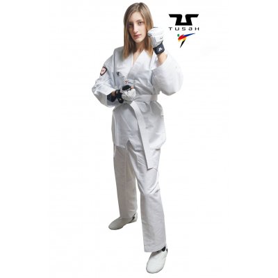 Dobok Ultraleggero per Taekwondo Tusah Easyfit Fighter collo Bianco Omologato WT WTF per competizioni ed allenamenti