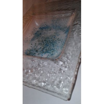 Vassoio Vetrofuso Decori Azzurrini