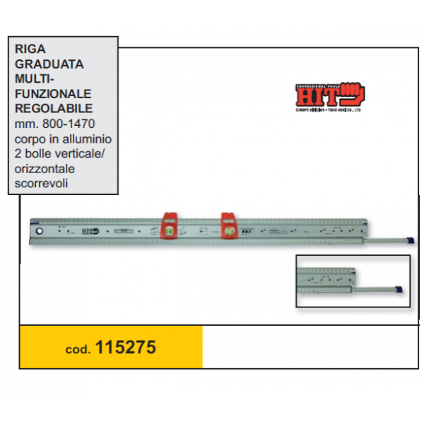 Riga graduata multifunzionale regolabile in alluminio