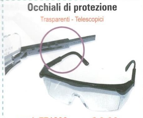 Occhiali di sicurezza professionale, da lavoro, piena visibilita', protezione EN166