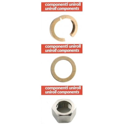 Componenti per tubo UNIROLL DA 1/2': Guancetta in ottone, Anello di tenuta in rame e dado inox