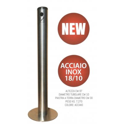 Gettasigarette per esterno da pavimento in acciaio inox