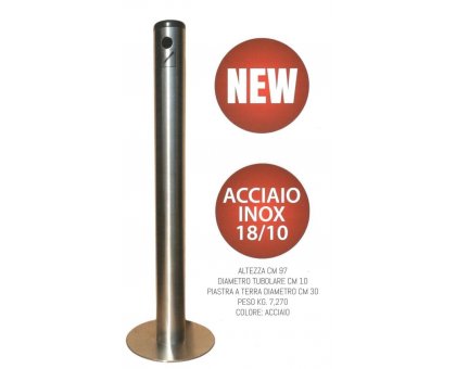 Gettasigarette per esterno da pavimento in acciaio inox